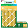 Filterbuy 16x25x1 Air Filter MERV 11 (MPR 1200) Allergen Defense Replacement (4-Pack), Electrostatic Pleated HVAC AC Furnace Filters, Made in USA (Actual Size: 15.50 x 24.50 x 0.75)