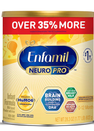 Enfamil NeuroPro Baby Formula, Brain Building Duo DHA & MFGM, Exclusive Immune Supporting HuMO6 Blend, Powder Infant Formula, Baby Milk, 28.3 Oz Value Can