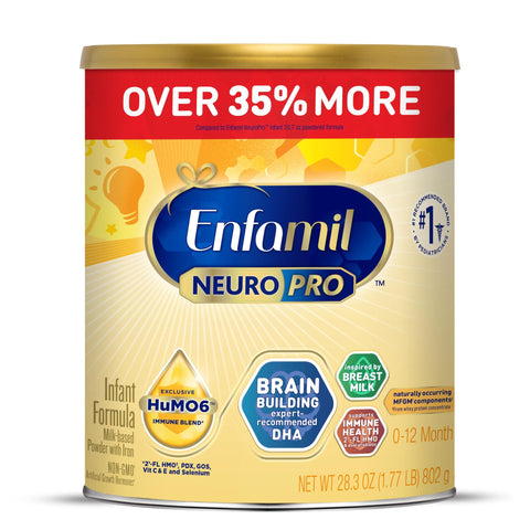 Enfamil NeuroPro Baby Formula, MFGM* 5-Year Benefit, Expert-Recommended Brain-Building Omega-3 DHA, Exclusive Immune Supporting HuMO6 Blend, Infant Formula Powder, Baby Milk, 28.3 Oz