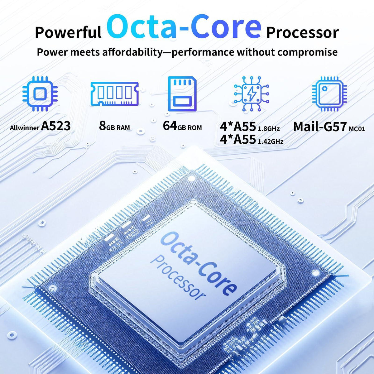 10 inch Android 15 Tablet: Octa-Core, 8GB RAM 64GB, 7000mAh, with Stand Case, IPS HD Display, Wi-Fi 6, OTG, Metal Body – Fast & Portable Tablet for Work & Entertainment, 2-Year Protection