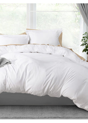 Duvet Cover Queen, 3 Piece Cotton Like Polyester With Zipper Closure, White | Extra Soft and Breathable, Wrinkle & Fade Resistant, Includes Duvet Cover and 2 Pillow Shams, Comforter Not Included, OekoTex