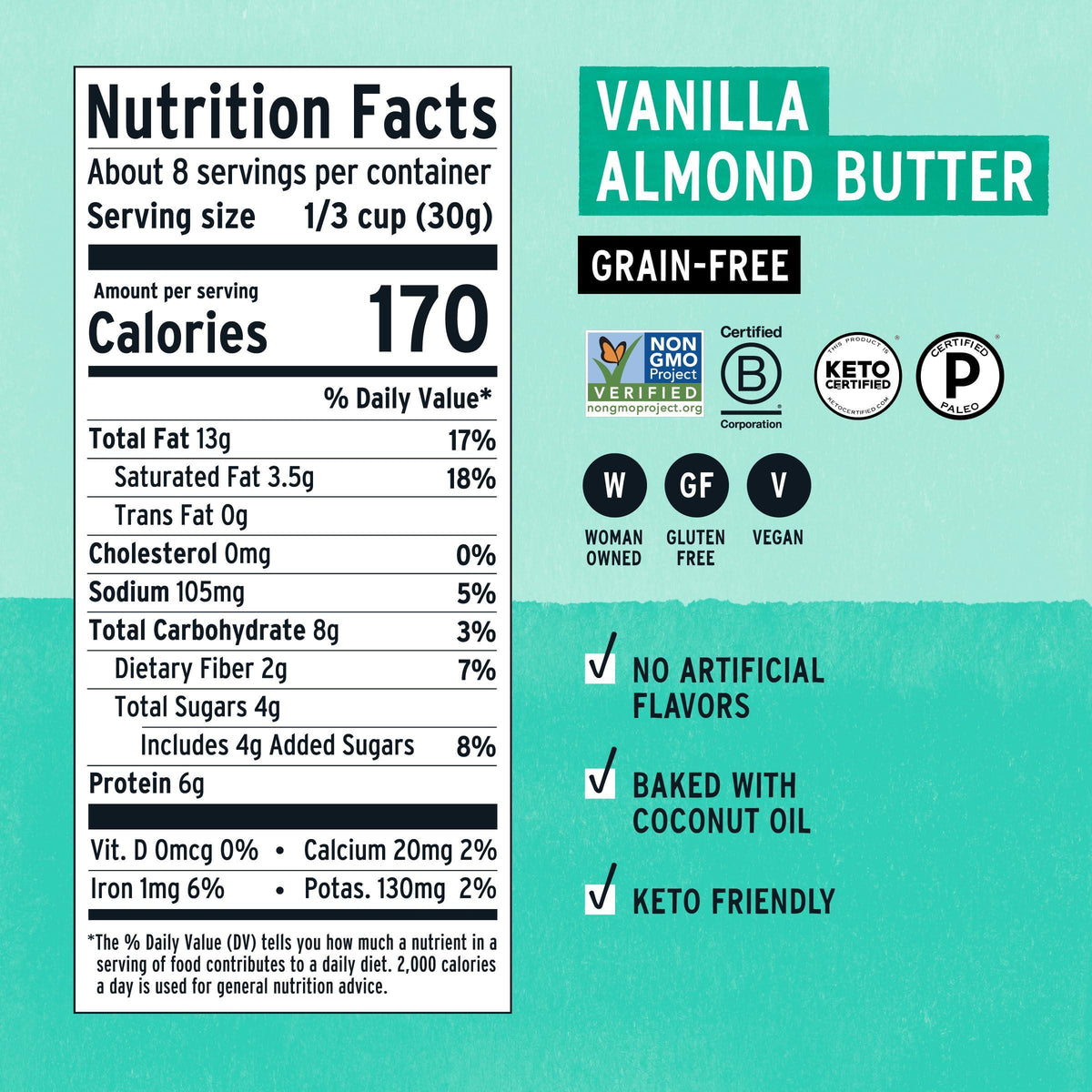 Purely Elizabeth Vanilla Almond Butter Keto Granola, Made with Nuts and Seeds, Grain-Free, Gluten-Free, Non-GMO (8oz Bag)