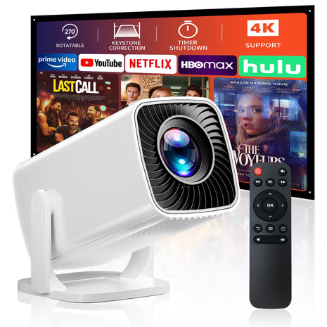 Mini Projector, Portable Projector 4K & Full HD 1080P Support, 270° Rotation Outdoor Projector, Movie Projector Compatible with Smartphone, TV Stick, Laptop, PS4, HDMI, USB