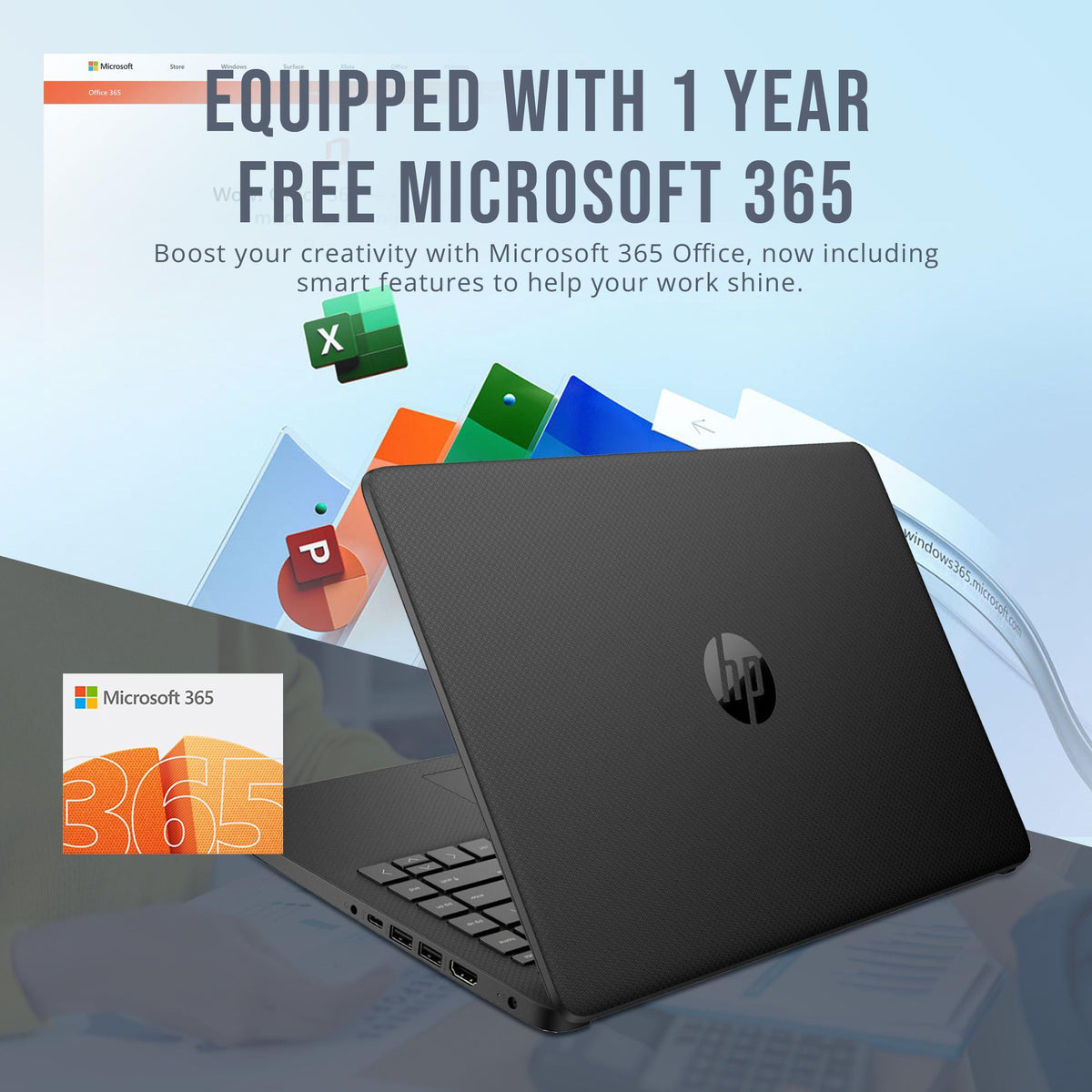 HP Stream 14" HD BrightView Laptop, Intel Celeron N4120, 16GB RAM, 288GB Storage (128GB eMMC + 160GB Docking Station Set), Intel UHD Graphics, 720p Webcam, Wi-Fi, 1 Year Office 365, Win 11 S, Black
