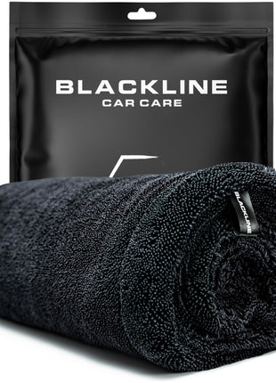 Blackline 24 inchx36 inch Twisted-Loop Car Drying Towel, 1300GSM, Streak Free, Lint Free, Reusable - Car Accessories, Microfiber Cleaning Cloth for Car, Truck, SUV - One Pass is All You Need
