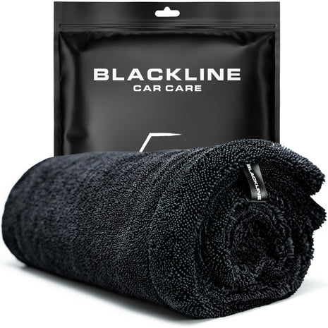 Blackline 24 inchx36 inch Twisted-Loop Car Drying Towel, 1300GSM, Streak Free, Lint Free, Reusable - Car Accessories, Microfiber Cleaning Cloth for Car, Truck, SUV - One Pass is All You Need