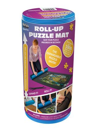 Buffalo Games - Roll-Up Puzzle Mat - Felt Saver Mat, Fits Up to 1500pc | Bigger In-Progress Puzzles, Solid Expandable Core, 3 Velcro Straps, Thick Felt Surface, Puzzle Storage, For Adults