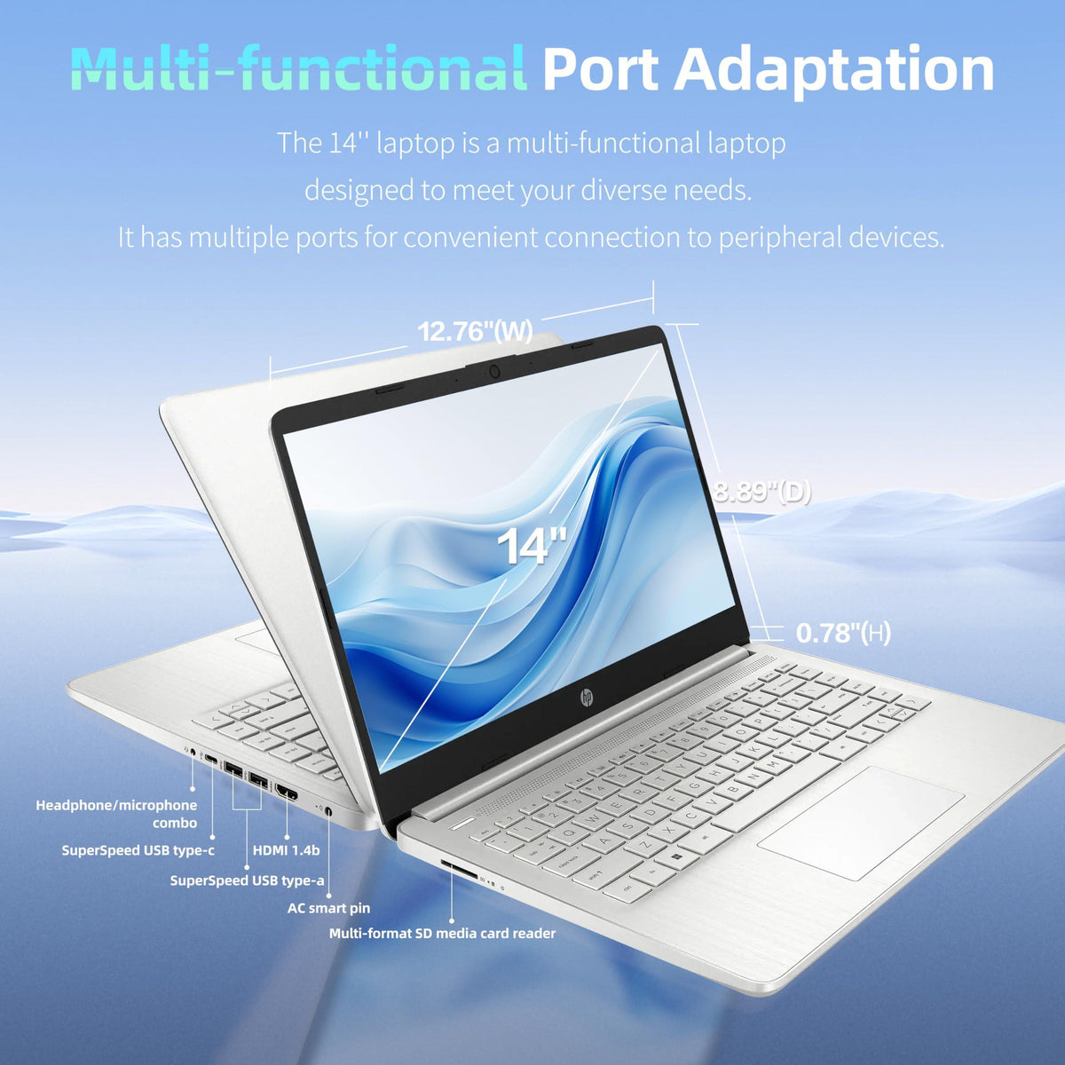 HP Laptop Computer for Student & Business, 1-Year Office365, 4GB RAM, 384GB Storage (128GB UFS + 256GB Hub Docking Set), 14 Inch, Intel 4-Core Processor (Beat i3-1115G4), WiFi 6, BT 5.4, Windows 11 S