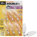 SYLVANIA Incandescent Double Life Light Bulb, B10, 25W, Candelabra Base, 175 Lumens, 2850K, Clear, Soft White - 6 Count (Pack of 1) (18748)