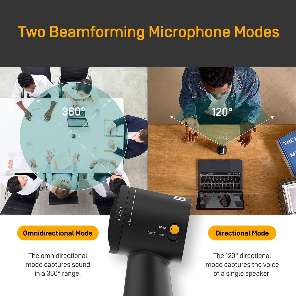 IPEVO Vocal AI Beamforming Bluetooth Speakerphone for Conferencing, Video Calls, Online Meetings, Hybrid Work, Meeting Rooms, Microphone with Noise Reduction