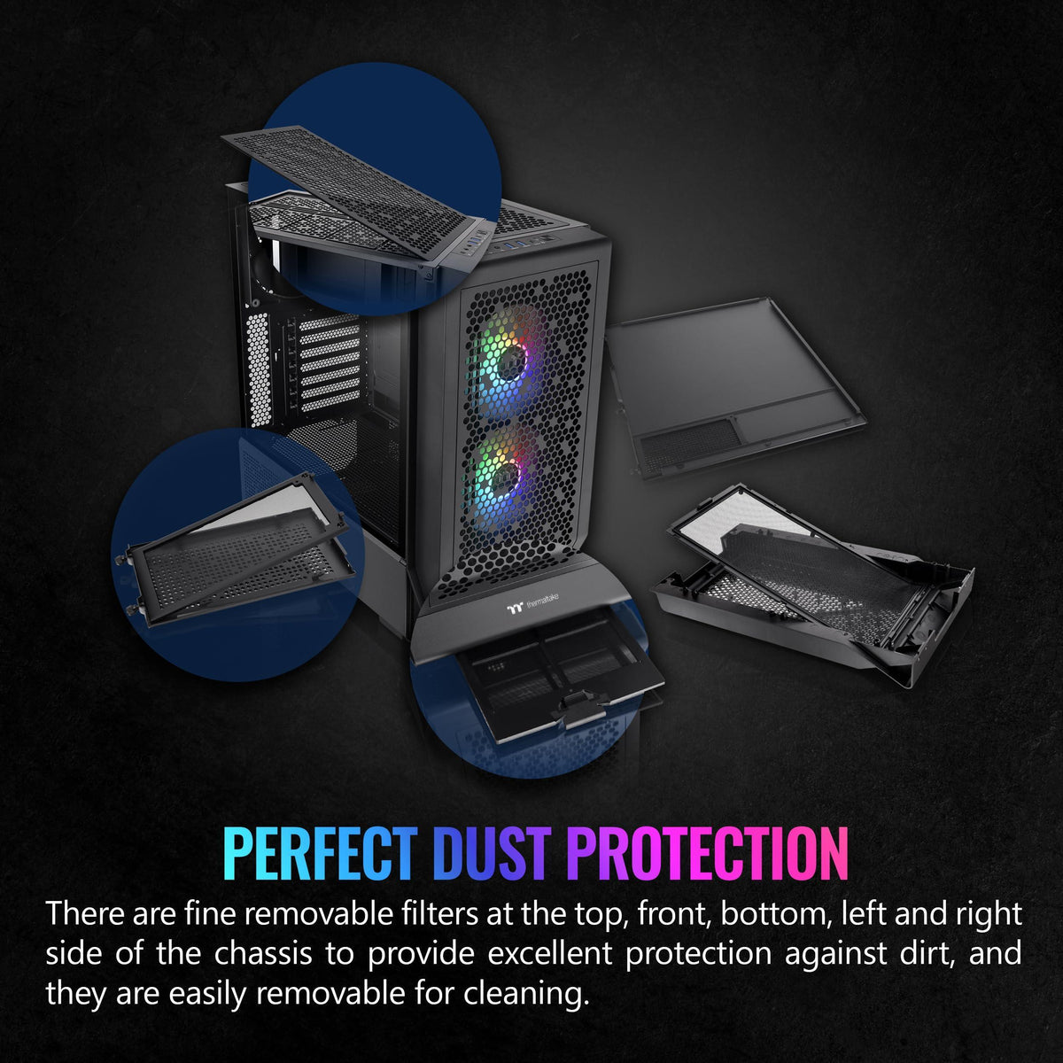 Ceres 330 TG ARGB Black Mid Tower E-ATX Case Supports Hidden-Connector Motherboard; Preinstalled 2 x CT140 ARGB Fans; Rotational PCIe Slots; CA-1Y2-00M1WN-01; 3 Year Warranty