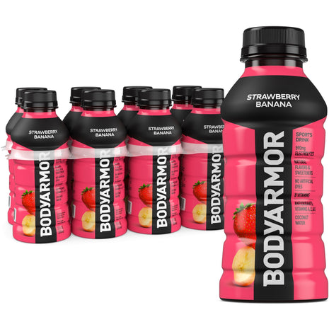 BODYARMOR Sports Drink Sports Beverage, Strawberry Banana, Coconut Water Hydration, Natural Flavors With Vitamins, Potassium Packed Electrolytes, Perfect For Athletes, 12 Fl Oz (Pack of 8)