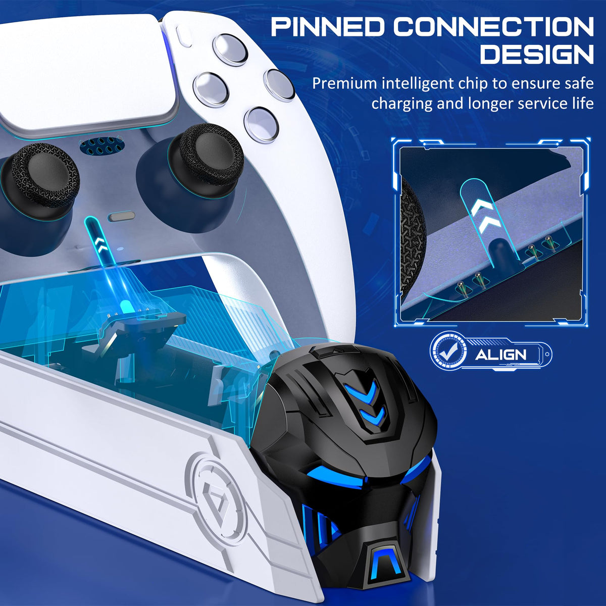 P5 Controller Charger Station for PlayStation 5 Dualsense Controllers: Fast Dual Controller Stand Charger Dock-LED P5 Charging Station Accessories for PlayStation 5 Storage Kit with AC Adapter