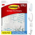 Command Clear Variety Pack, Including 8 Pairs of Picture Hangers, 4 Clear Wire Hooks and 11 Wall Hooks for Hanging Home Decor, Damage-Free Hanging Up to 19 Items with Command Strips