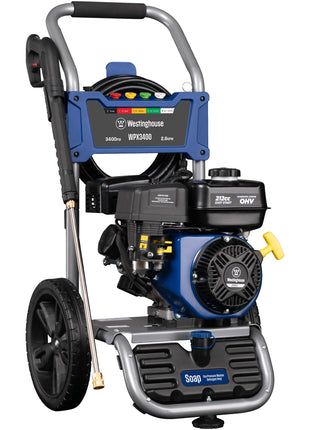 Westinghouse WPX3400 Gas Pressure Washer, 3400 PSI and 2.6 GPM, Onboard Soap Tank, Spray Gun and Wand, 5 Nozzle Set, for Cars/Fences/Driveways/Homes/Patios/Furniture