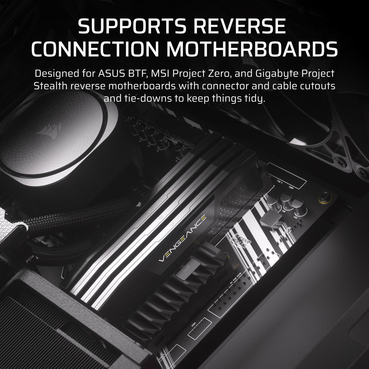 CORSAIR 4000D RS ARGB Frame Modular Mid-Tower ATX PC Case – High Airflow, 3X Pre-Installed RS ARGB Fans, InfiniRail™ Fan Mounting System, ASUS BTF, MSI Project Zero, Gigabyte Project Stealth – Black