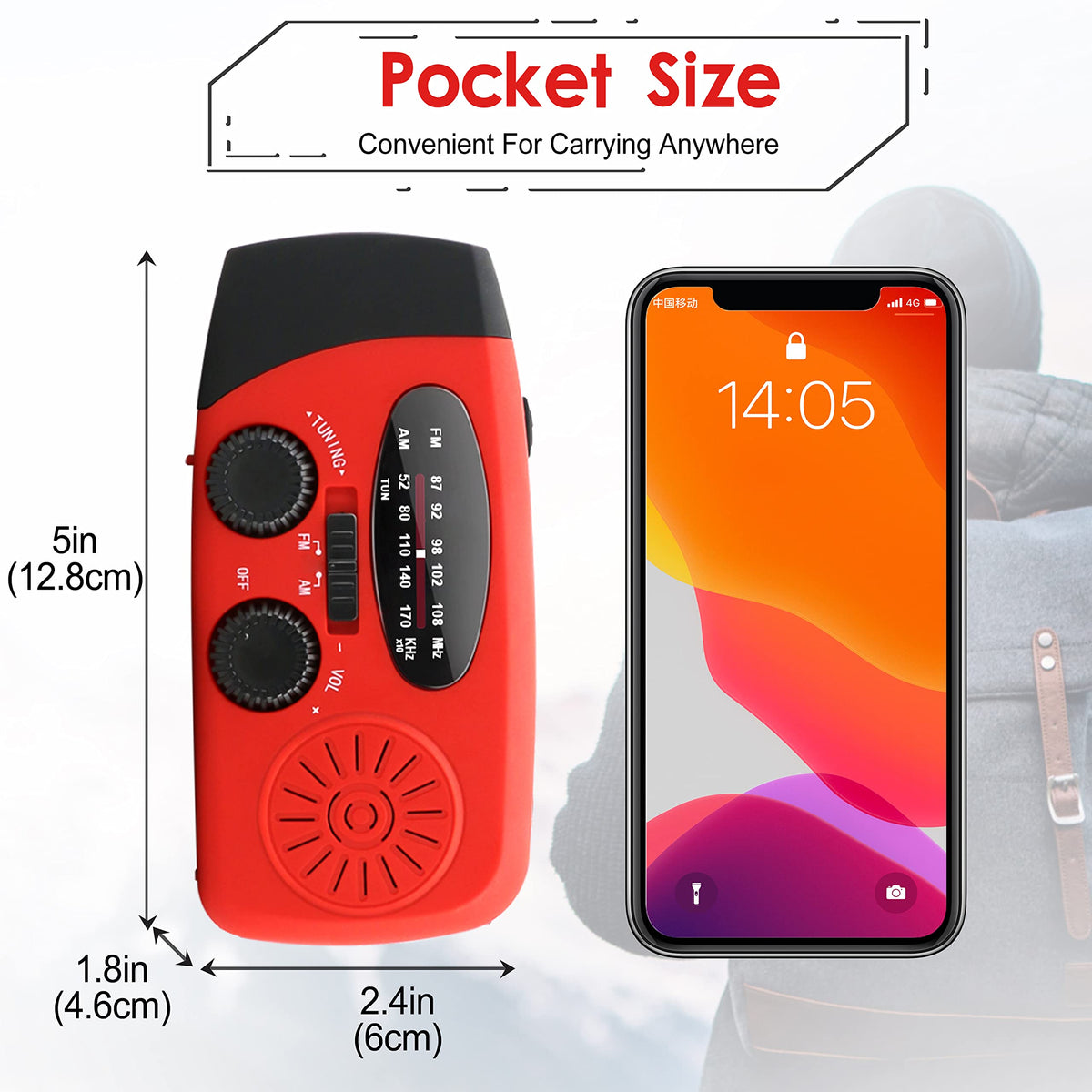 RunningSnail Emergency Hand Crank Radio With LED Flashlight For Emergency, AM/FM NOAA Portable Weather Radio With 2000mAh Power Bank Phone Charger, USB Charged & Solar Power For Camping, Emergency