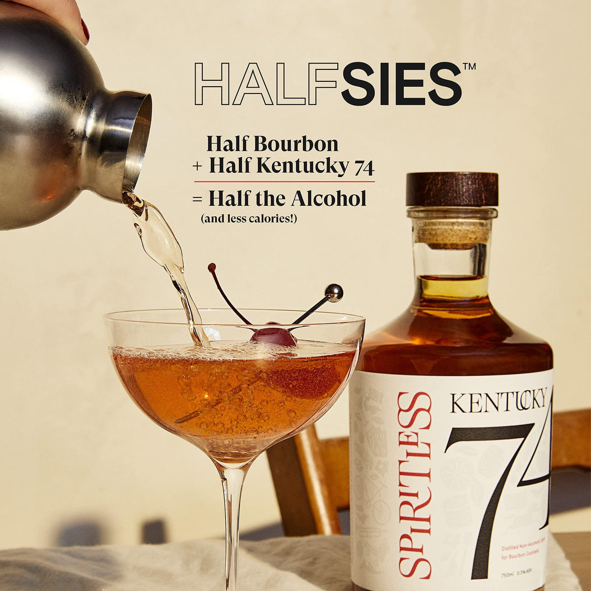 Kentucky 74 Non-Alcoholic Bourbon Whiskey, Award-Winning Alcohol-Free Spirit for Cocktails, 700ml Bottle