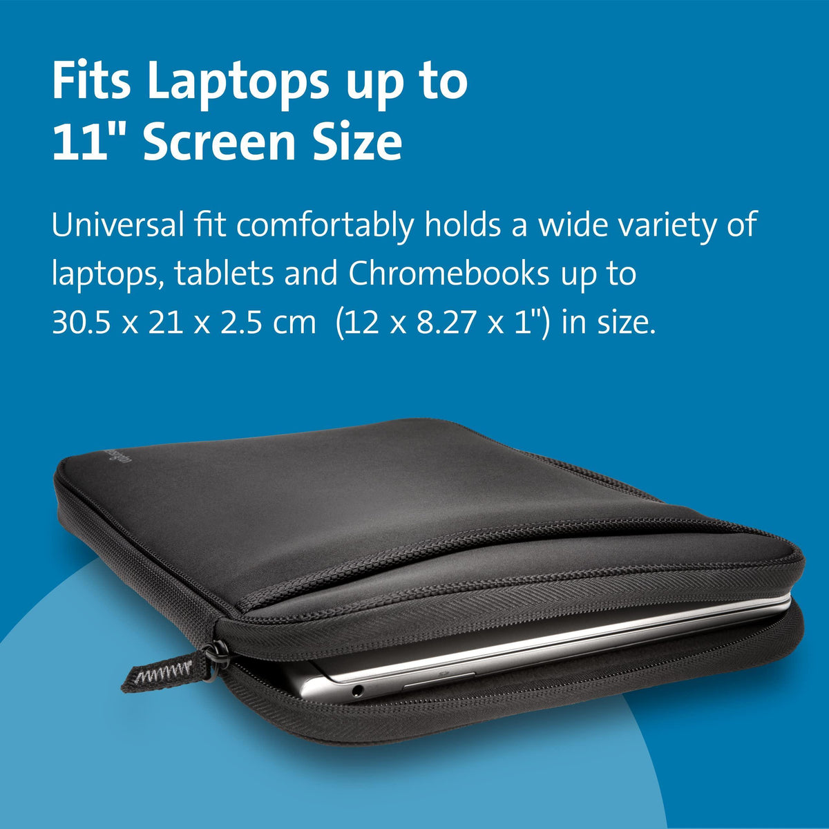 Kensington 11.6-Inch Laptop Sleeve with Storage Pocket for Chromebook, Laptop, Tablet (K62609WW),Black