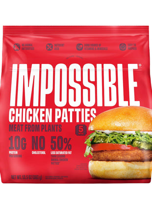 Impossible, Frozen Chicken Patties Plant Based, 13.5 Ounce
