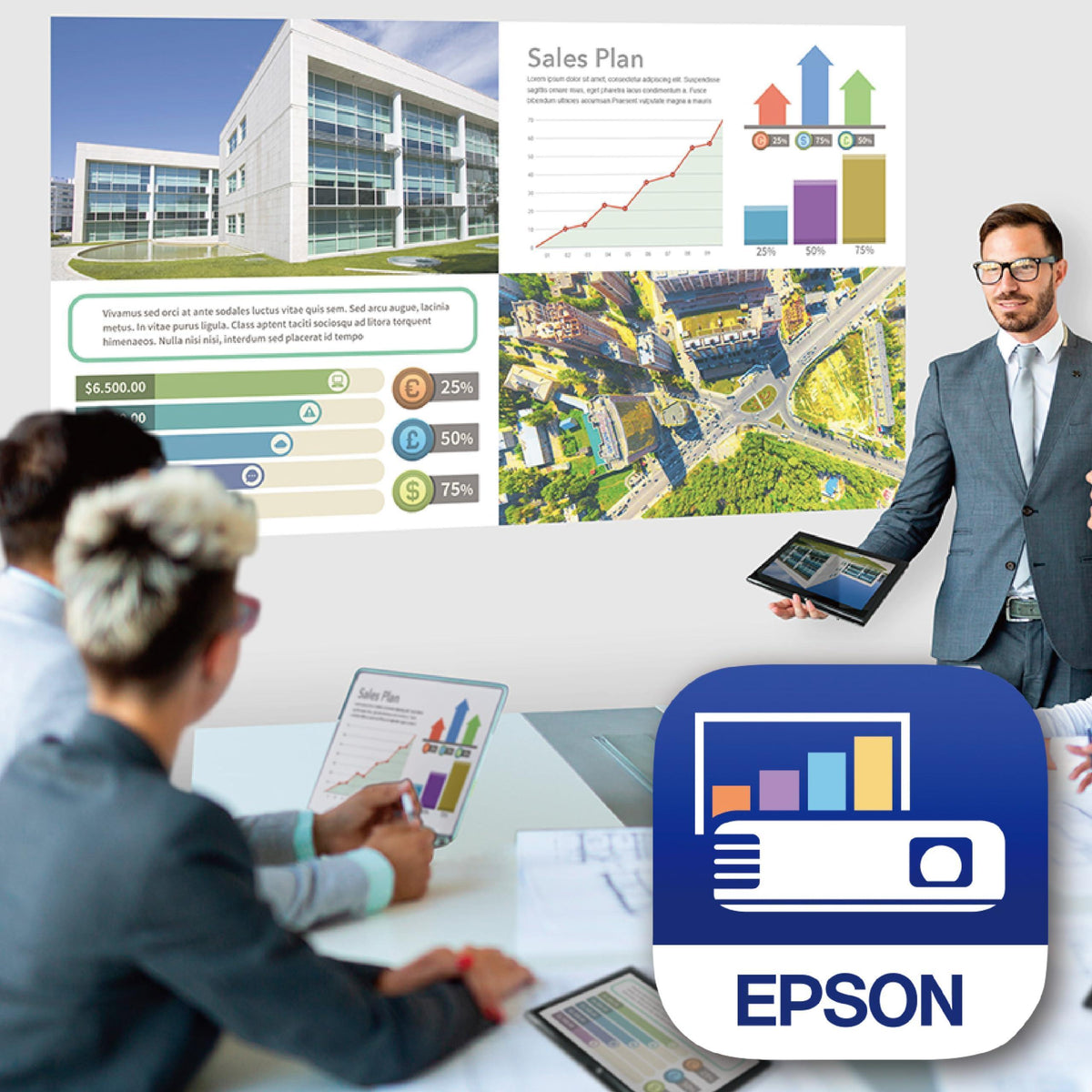 Epson PowerLite W49 LCD Projector - 16:10 - Ceiling Mountable