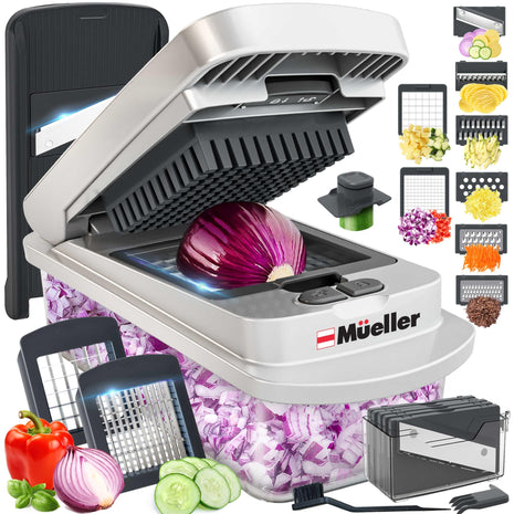 Mueller The Real Original Pro Vegetable Chopper & Mandoline Slicer, 10-in-1 | since 2013, 8 Blade Food Veggie Chopper, Onion Vegetable Cutter with Container, Kitchen Gadgets & Essentials