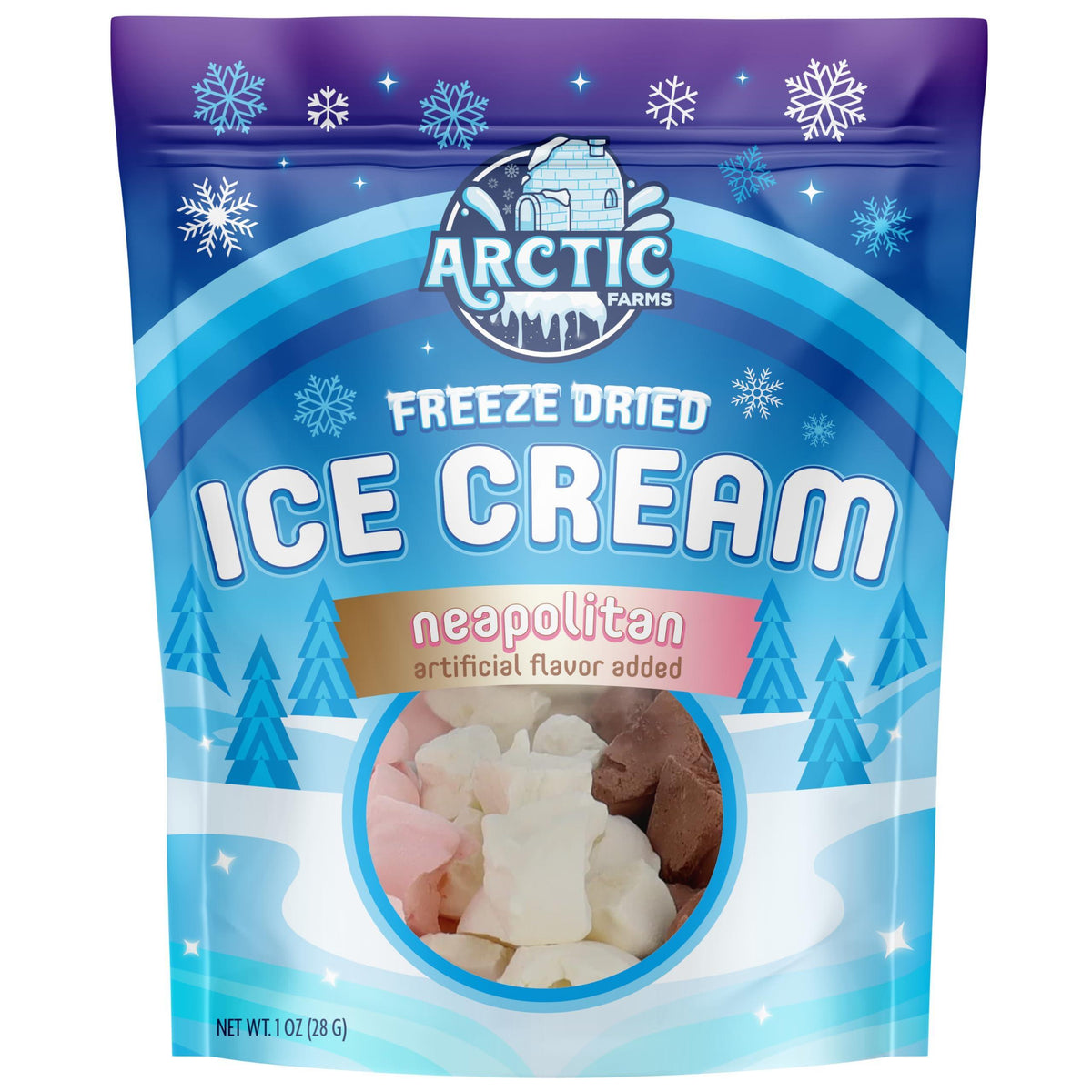 Arctic Farms Freeze Dried Ice Cream that Does Not Melt (Neapolitan, 1 Ounce)