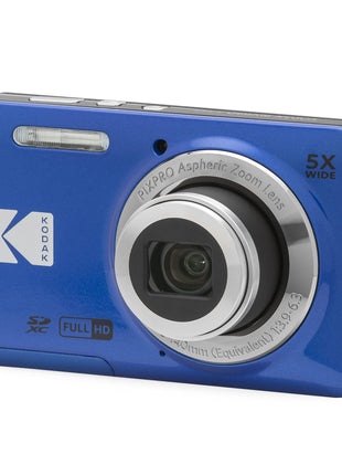 KODAK PIXPRO FZ55-BL 16MP Digital Camera 5X Optical Zoom 28mm Wide Angle 1080P Full HD Video Li-Ion Battery 2.7 inch LCD Vlogging Camera (Blue)