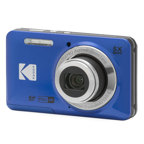 KODAK PIXPRO FZ55-BL 16MP Digital Camera 5X Optical Zoom 28mm Wide Angle 1080P Full HD Video Li-Ion Battery 2.7 inch LCD Vlogging Camera (Blue)