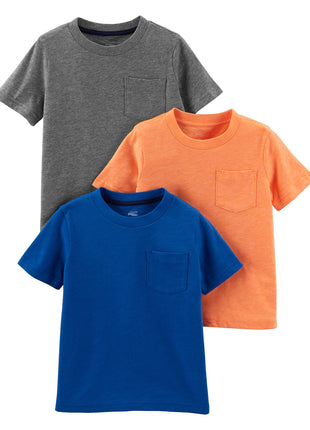 Simple Joys by Carter's Baby Boys' 3-Pack Short-Sleeve Tee Shirts, Grey/Orange/Royal Blue, 3T