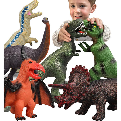 Gzsbaby 6 Piece Jumbo Dinosaur Toys for Kids 3-5 and Toddlers, Large Soft Dinosaur Toys for Lovers - Perfect Party Favors, Birthday Gifts