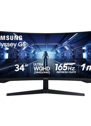 Samsung 34' Odyssey G5 Ultra-Wide Gaming Monitor with 1000R Curved Screen | 165Hz, 1ms, FreeSync Premium, Large Display, Eye Comfort, Multiple Ports, WQHD (LC34G55TWWNXZA)