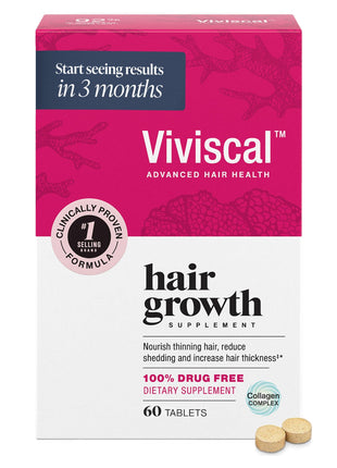 Viviscal Hair Growth Supplements For Women For Thicker, Fuller Hair, Nourishes Thinning & Loss, With Proprietary Collagen Complex, 60 Tablets, 1 Month Supply