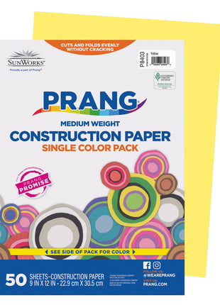 Prang (Formerly SunWorks) Construction Paper, Yellow, 9 inch x 12 inch, 50 Sheets