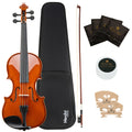 Mendini by Cecilio 16-Inch Solid Wood Violin Set for Beginners - Hand Carved Acoustic Viola Kit - Fiddle Set with Hard Case, Bow, Rosin, Bridge and Extra Strings (Natural Varnish)