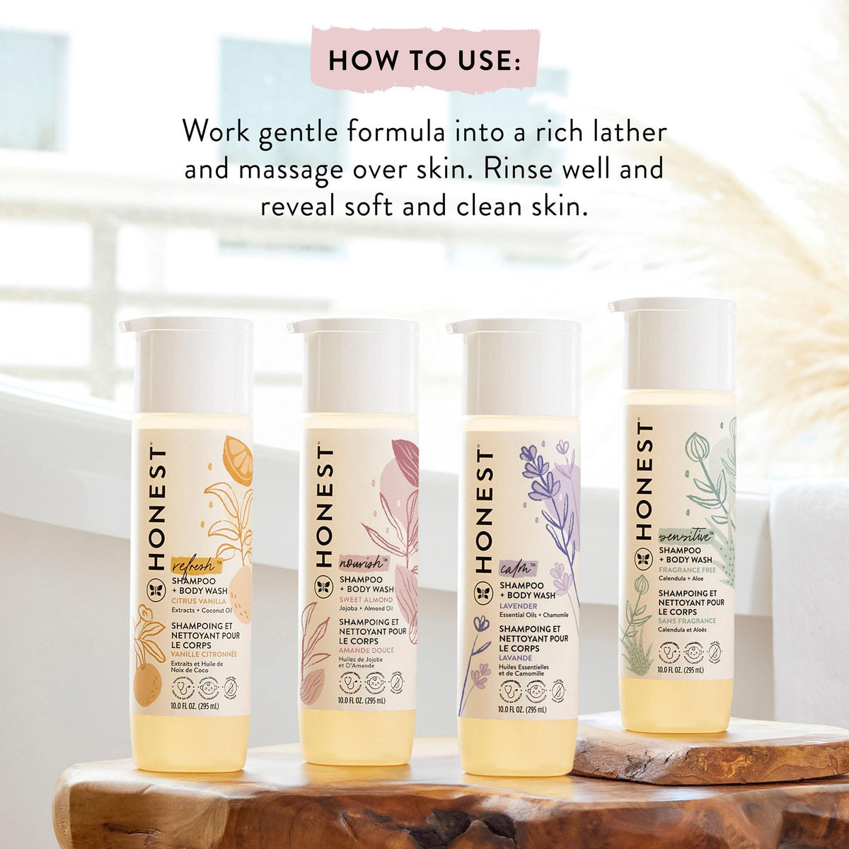 The Honest Company 2-in-1 Cleansing Shampoo + Body Wash for Sensitive Skin | Gentle for Baby | Naturally Derived, Tear-free, Hypoallergenic | Fragrance Free, 10 fl oz