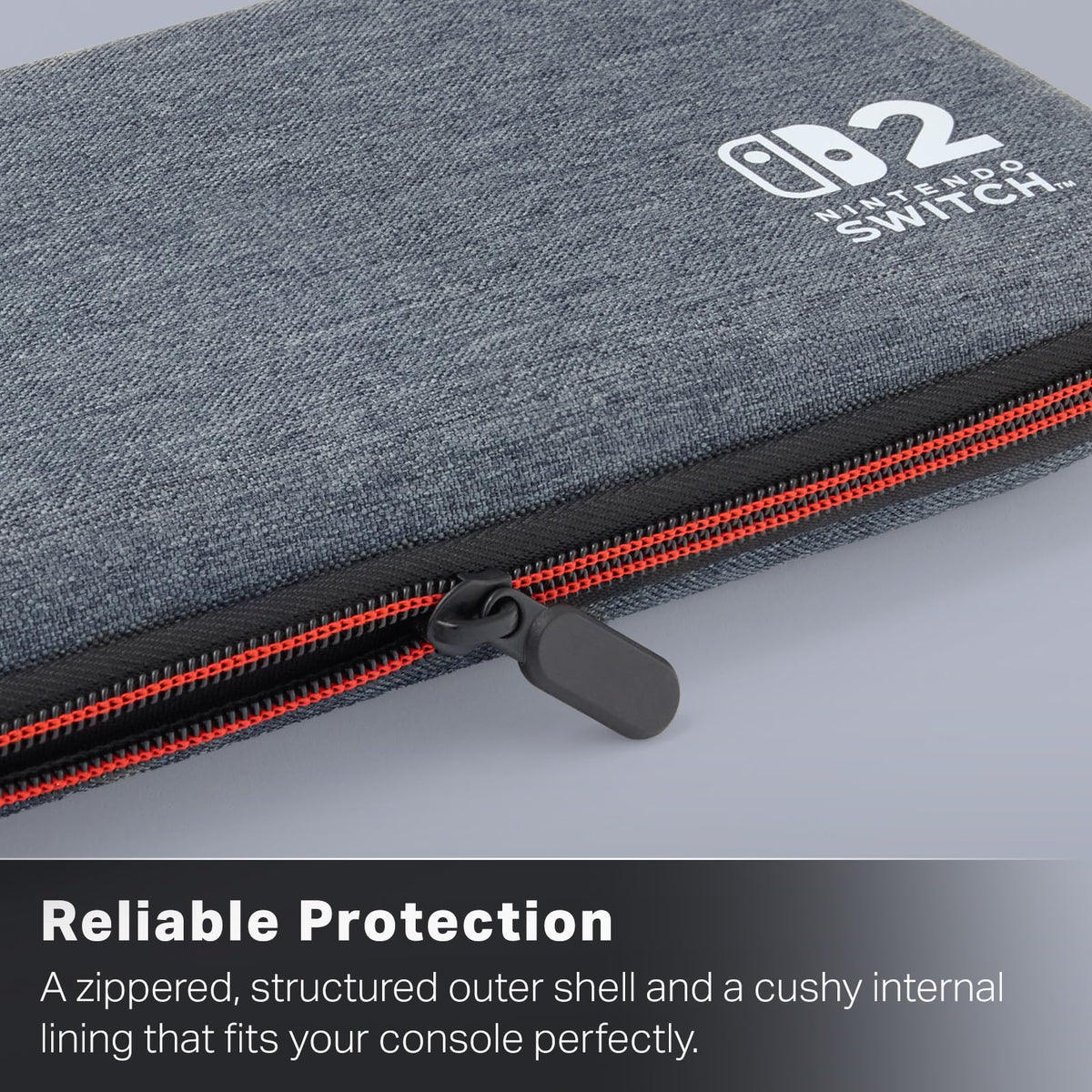 PowerA Slim Case for Nintendo Switch 2 - Dark Heather Grey, Officially Licensed, Protective Case, Holds 10 Game Cards, Padded Screen Protector, Built-in Play Stand