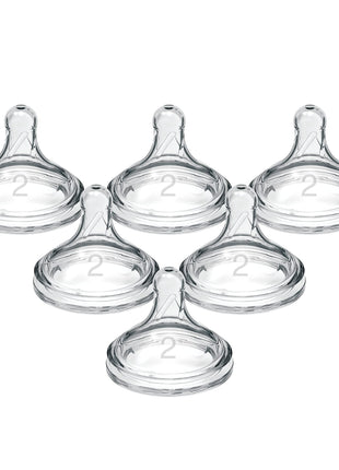 Dr. Brown's Natural Flow® Level 2 Wide-Neck Baby Bottle Silicone Nipple, Medium Flow, 3m+, 100% Silicone Bottle Nipple, 6 Pack
