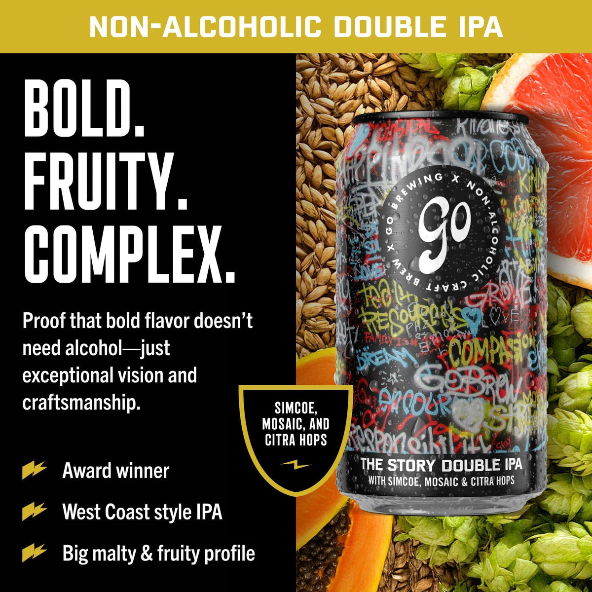 Go Brewing - 12 Mixed Pack - Non-Alcoholic Craft Brew - Small Batch Brew - Classic Ingredients - Non Alcoholic Assorted Variety Pack - Low-Calorie, NA Brew - Ideal for Any Occasion (12 oz, 12 Pack)