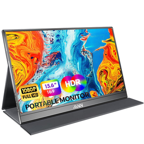 MNN 15.6" FHD 60Hz Portable Monitor USB-C HDMI IPS HDR Gaming Laptop | 15.6" FHD IPS HDR, 0.76cm/694g, USB-C one-cable, PC/Mac/Phone/Switch, speakers+stand, L/P, low blue, work&game