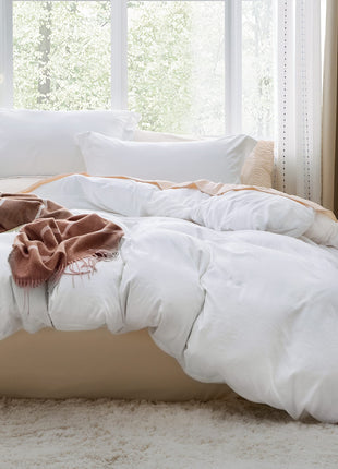 Bedsure White Duvet Cover Queen Size - 3 Pieces Prewashed Cotton-Like Polyester Extra Soft Bedding Set, Includes 1 Duvet Cover 90x90 Inches with Zipper Closure & 2 Pillow Shams, Comforter Not Included