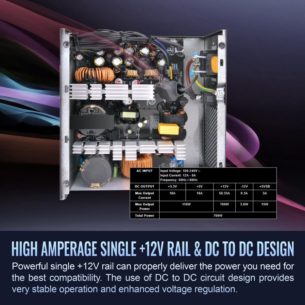 Smart W3 Series Snow Edition 80Plus Certified 700W Power Supply; ATX v3.1 Spec; 120mm FDB Fan; PS-SPW-0700NNFAWU-W; 5 Year Warranty