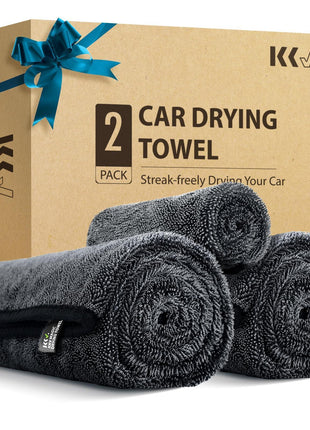 KKV 2-Pack Microfiber Towels (35 inchx 24 inch) Extra Large Ultra Absorbent Drying Towel for Cars and Trucks, Without Streaks, Scratches, or Water Spots