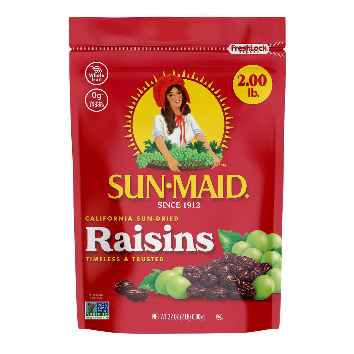 Sun-Maid California Sun-Dried Raisins - (2 Pack) 32 oz Resealable Bag - Dried Fruit Snack for Lunches, Snacks, and Natural Sweeteners