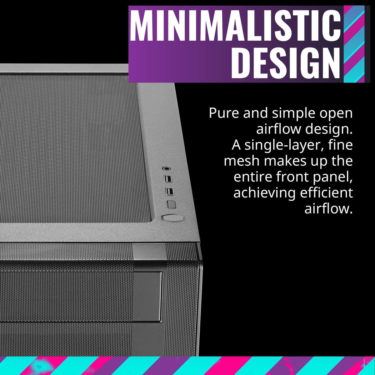 Cooler Master MasterBox NR400 Micro-ATX Tower with Front Mesh Ventilation, Minimal Design, Tempered Glass Side Panel and Single Headset Jack