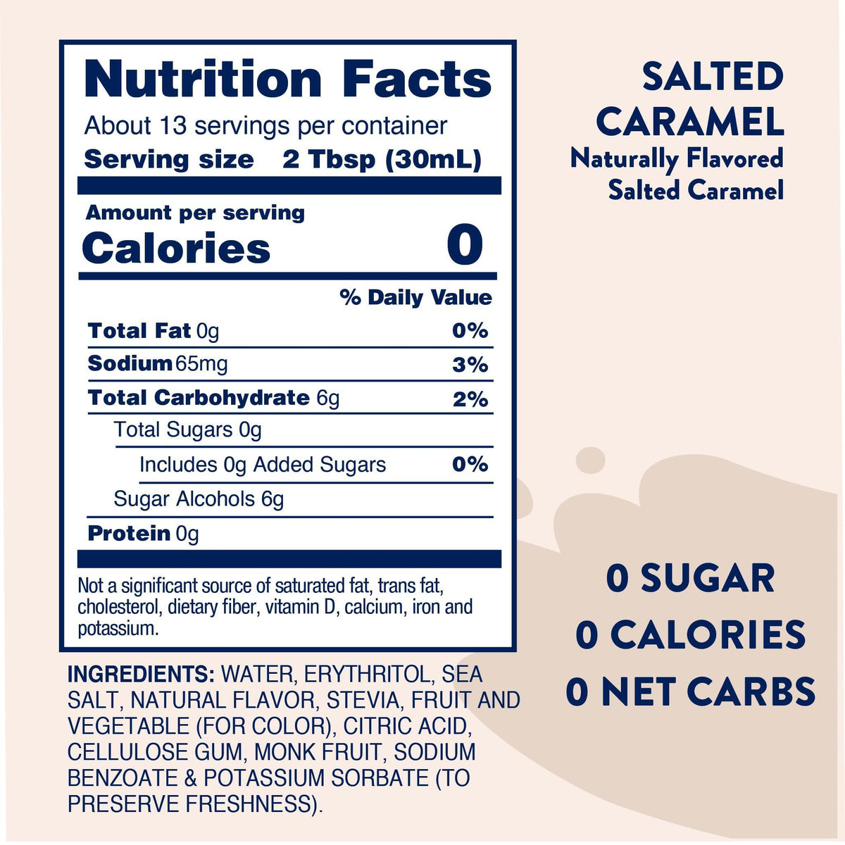 Jordan's Skinny Syrups Salted Caramel Naturally Sweetened, 0 calorie, 0 Sugar, No Artificial Flavors 12.7 Fl Oz