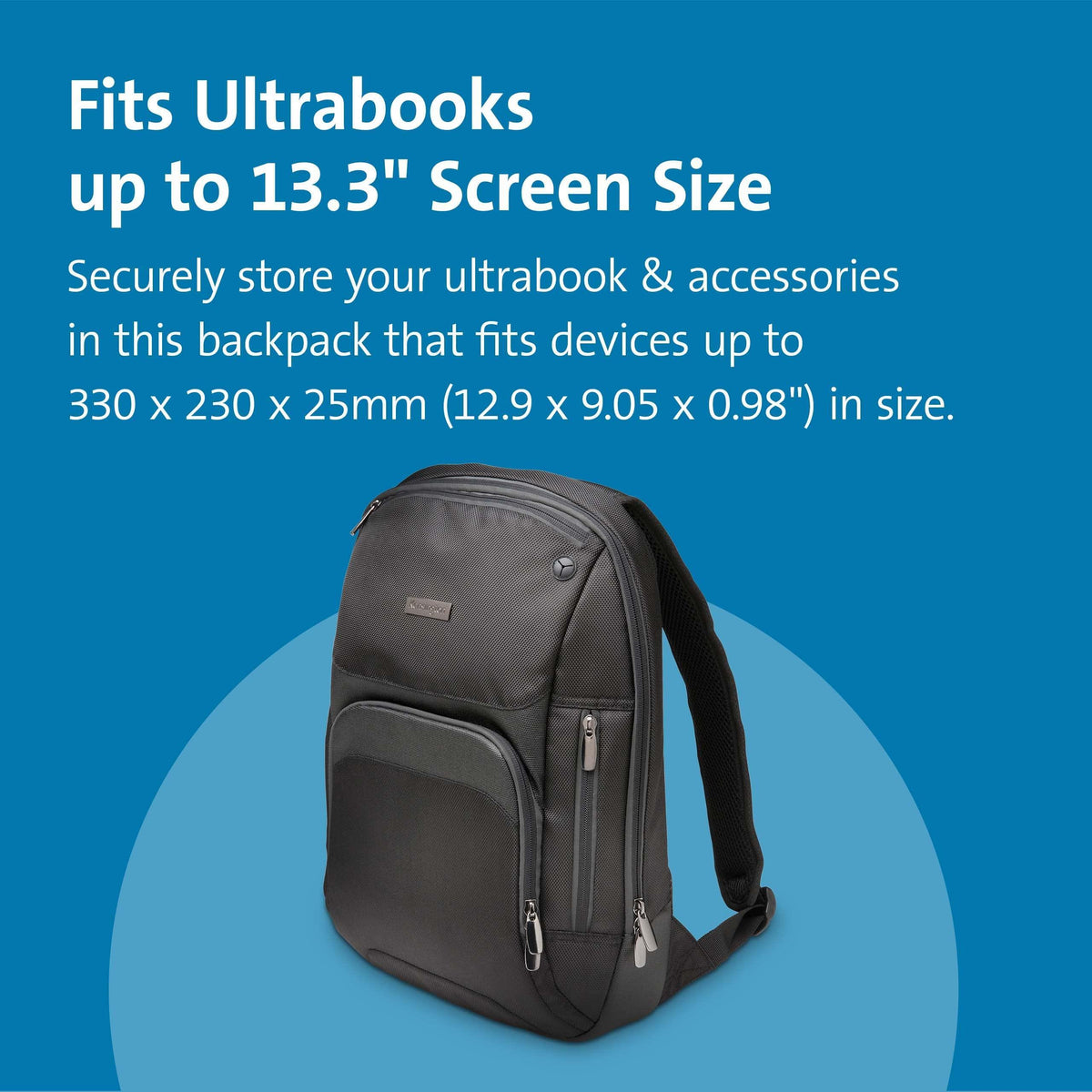 Kensington Triple Trek Slim Laptop Backpack for MacBooks, Chromebooks, Tablets & Ultrabooks up to 13-Inch-14-Inch (K62591AM), Black