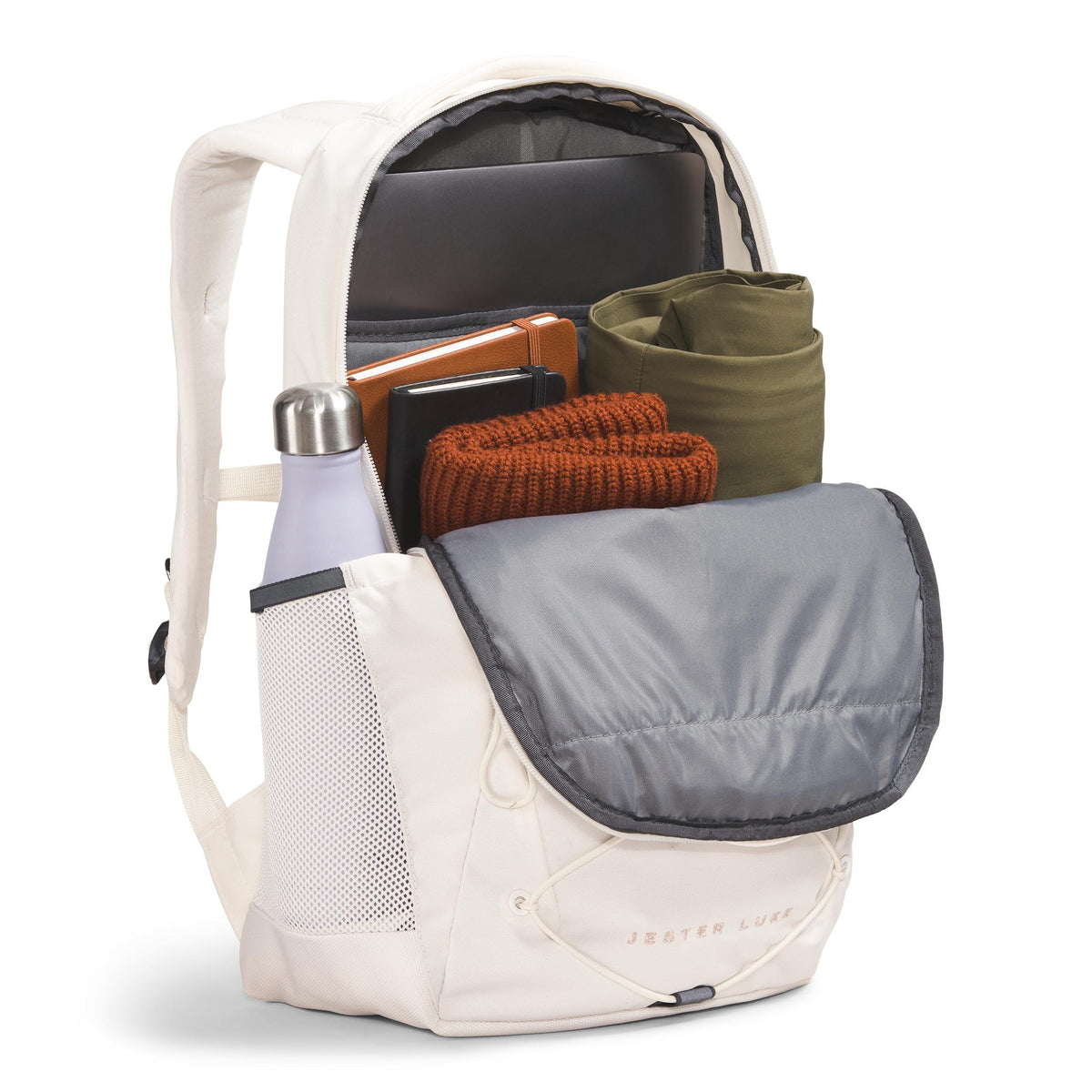 THE NORTH FACE Women's Jester Luxe Everyday Laptop Backpack, Gardenia White/Burnt Coral Metallic, One Size