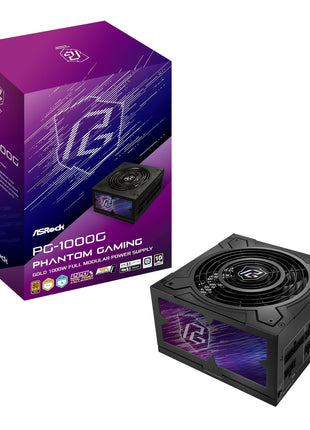 ASRock Phantom Gaming PG-1000G 1000W Power Supply Individual Braided Pattern 10 Years Warranty Enthusiast Gamers Fully Modular Japanese Capacitor 80 Plus Gold Cybenetics ATX3.1 PCIe5.1 12V-2x6 Cable