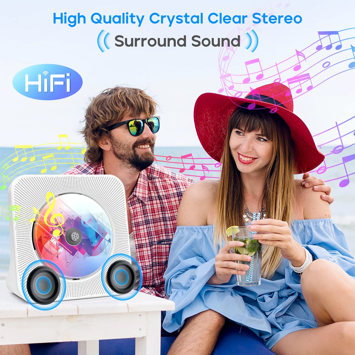 Portable CD Player with Speakers, ROADOM CD Players for Home, Bluetooth CD Player with Stereo Sound,Remote Control,Supports CD/Bluetooth/FM Radio/USB Drive/AUX/Timer/Repeat